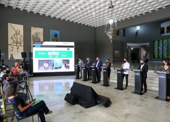 Coletiva de imprensa no Palácio dos Bandeirantes, em São Paulo, em que o governo anunciou novas medidas de combate à pandemia do novo coronavírus. Foto: Divulgação