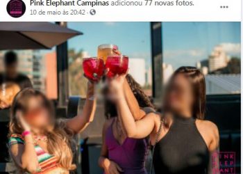 Jovens celebram com drinques festa ocorrida na Pink Elephant, em fotos postadas no último dia 10 de maio: casa não deixa claro a data exata das fotos Foto: Facebook/Divulgação