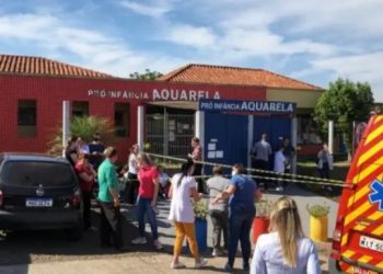 Escola de Educação Infantil onde ocorreu o ataque, no município de Saudades, em Santa Catarina. Foto: reprodução/Twitter