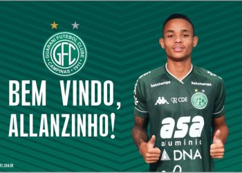 Allanzinho tem contrato com o Santos até dezembro de 2024: sonho antigo do Bugre. Foto: Guarani FC/Divulgação