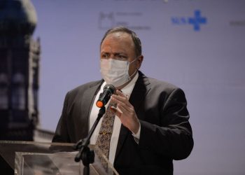 O ministro da Saúde, Eduardo Pazuello durante cerimônia de divulgação do edital de licitação do Complexo Industrial de Biotecnologia em Saúde-CIBS, na Fiocruz.