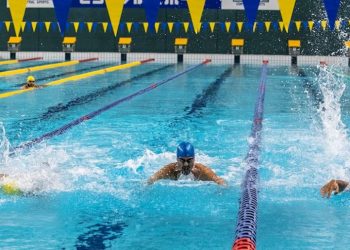 Nadadores brasileiros durante treino de natação, no ToBio Aquatic Center, em Hamamatsu, Japão - Foto: Ale Cabral/CPB