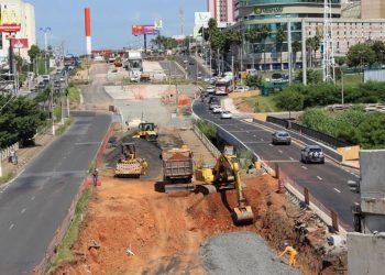 Trecho de obra do BRT na Avenida John Boyd Dunlop: cancelamento. Foto: Divulgação/PMC