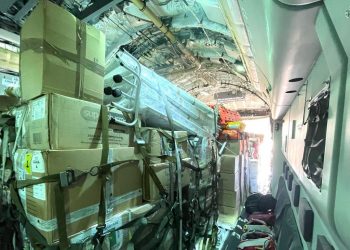 Neste domingo (22), a aeronave KC-390 Millennium, da Força Aérea Brasileira (FAB), que integra a Missão Humanitária Multidisciplinar do Brasil, decolou da Base Aérea de Brasília com destino ao Haiti - Foto: TV Brasil