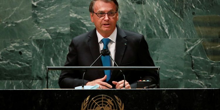 O presidente Jair Bolsonaro no discurso na ONU. Foto: Agência Brasil
