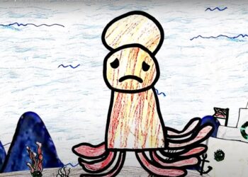 Reprodução da animação Uma missão no fundo do mar, criada por crianças internadas no Boldrini. Foto: Reprodução