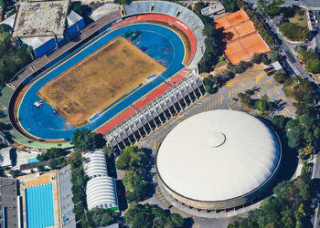 A construção do complexo poliesportivo do Ibirapuera teve início na década de 1950. Foto: Reprodução