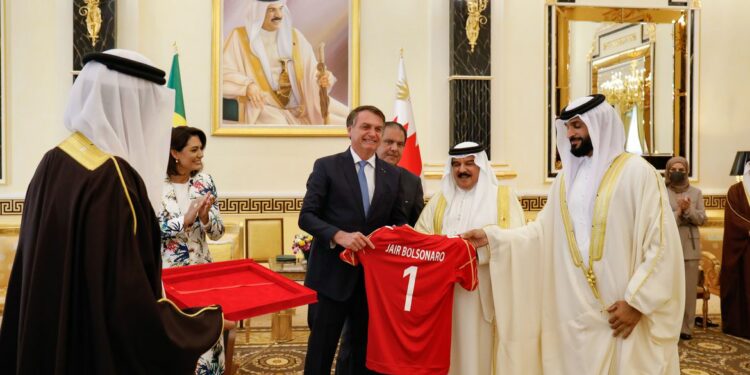 (Manama - Bahrein, 16/11/2021) Encontro ampliado do Senhor Presidente da República com Sua Majestade o Rei Hamad bin Isa Al Khalifa.
Foto: Alan Santos/PR
