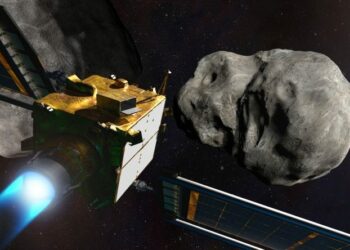 A Dart deve atingir Dimorphos em 2022 - um choque que deve alterar ligeiramente a rota do asteroide. Foto: Nasa