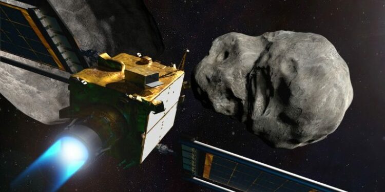 A Dart deve atingir Dimorphos em 2022 - um choque que deve alterar ligeiramente a rota do asteroide. Foto: Nasa