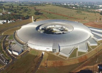 O complexo do Sirius é chamado carinhosamente de "Maracanã" da ciência e fica no Polo de Alta Tecnologia II, no Bosque das Palmeiras, nas imediações do campus da Unicamp e da Rodovia Campinas-Mogi Foto: TV Brasil/Divulgação