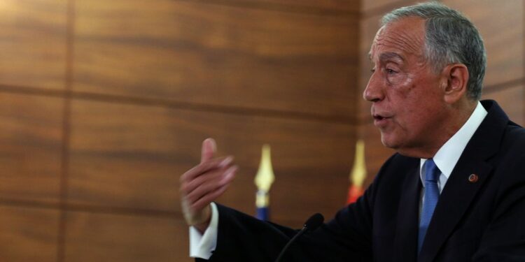 O Presidente de Portugal, Marcelo Rebelo de Sousa, discursa durante  sessão solene. Foto: Tiago Petinga/LUSA