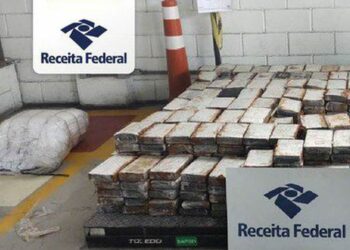 o total de cocaína apreendida este ano no Porto de Santos chega a mais de 16 toneladas - Foto: Reprodução/Receita Federal