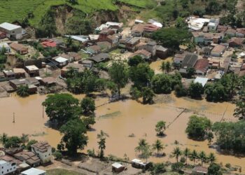 Cidade de Porto Seguro, na Bahia, atingida pela enchente..
Foto: Isac Nóbrega/PR