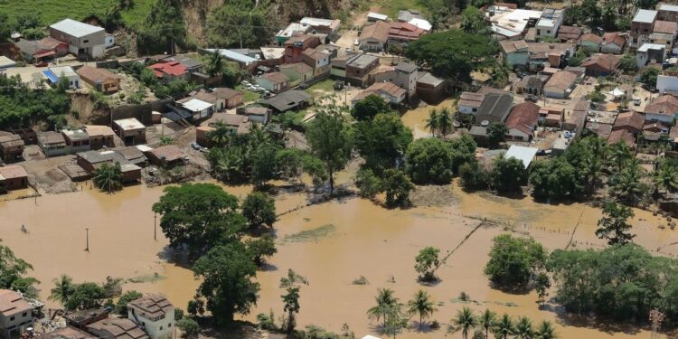 Cidade de Porto Seguro, na Bahia, atingida pela enchente..
Foto: Isac Nóbrega/PR