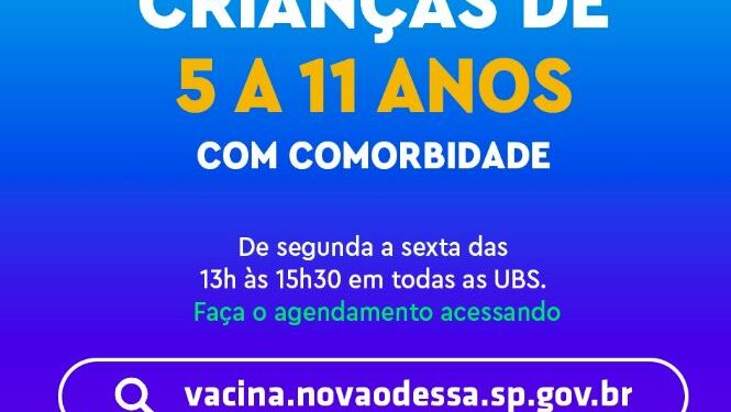 Nova Odessa inicia nesta segunda cadastro para vacinação pediátrica