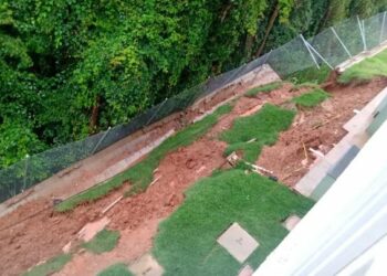 Valinhos: muro desabou e as famílias tiveram que ser retiradas de um condomínio residencial - Foto: Defesa Civil de Valinhos