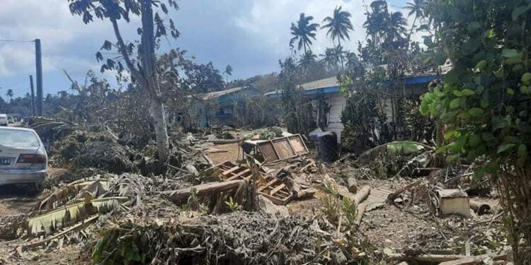 Danos após erupção e tsunami em Tonga Foto: Consulate of the Kingdom of Tonga/Unicef