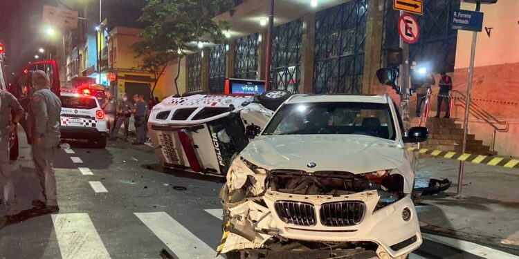 Acidente envolvendo empresário deixou dois policiais militares feridos no centro de Campinas - Fotos: Divulgação/PM