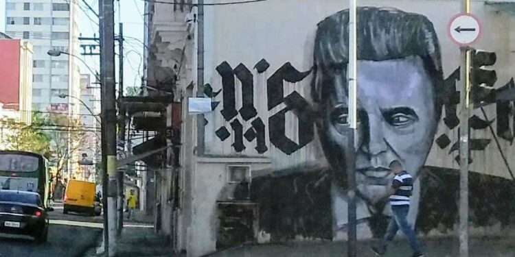 Grafite do astro americano Christopher Walken, que existia no centro de Campinas, está na memória dos cinéfilos da cidade. Foto: Arquivo Pessoal/João Lage
