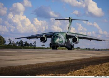 Aeronave multimissão KC-390 Millenniun, qyue fará o resgate de brasileiros . Foto/ FAB