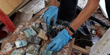 Parte do dinheiro apreendido após incênido em residência em Vinhedo. Foto: Bombeiros/ Divulgação