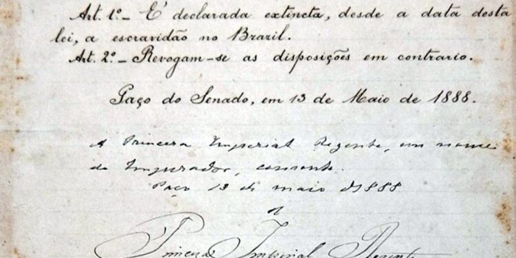 Em 13 de maio de 1888, a Princesa Isabel assinou a lei Áurea. Foto: Biblioteca Nacional/Divulgação