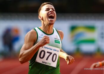 O velocista da equipe Orcampi, Vitor Hugo de Miranda, foi o campeão dos 400 metros rasos - Foto: Wagner Carmo/CBAt/Divulgação