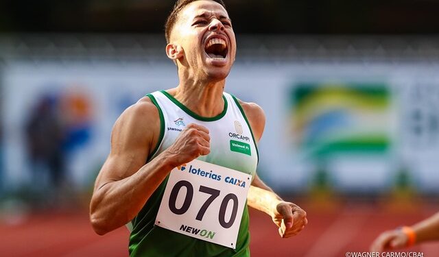 O velocista da equipe Orcampi, Vitor Hugo de Miranda, foi o campeão dos 400 metros rasos - Foto: Wagner Carmo/CBAt/Divulgação