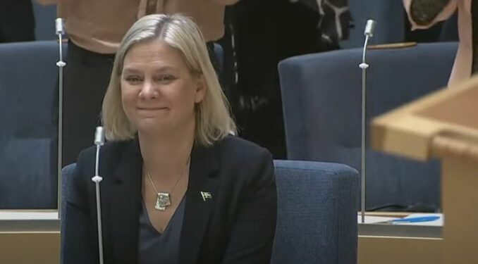 A primeira-ministra sueca, Magdalena Andersson: solicitação formal para entrada na Otan - Foto: Reprodução/Youtube