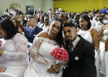 Casamento coletivo realizado neste domingo, no Ibirapuera, em São Paulo: Fotos: Divulgação/Governo SP