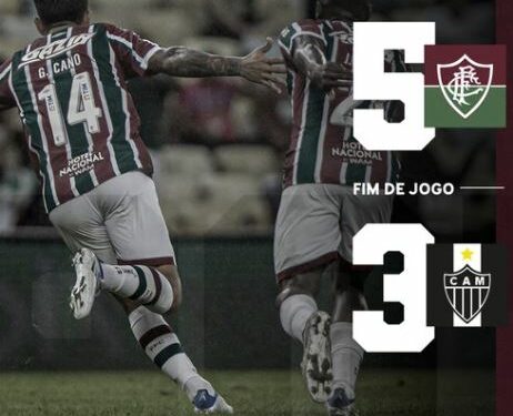 Jogo entre Fluminense e Atlético-MG no Maracanã: alegria dos jovens e maduros atletas do time de Fernando Diniz Foto: Twitter/Reprodução