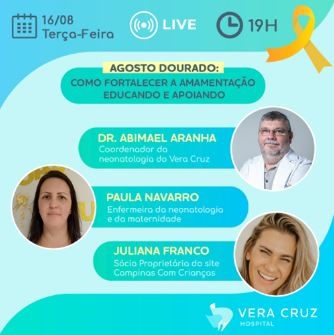 Agosto Dourado: live debate estímulo e apoio ao aleitamento materno