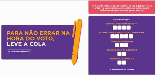 Eleitor pode levar “cola” com números dos candidatos à urna eletrônica