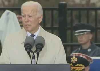 O presidente dos Estados Unidos, Joe Biden, durante cerimônia que homenageou as vítimas dos ataques de 11 de setembro de 2001 Foto: Reprodução