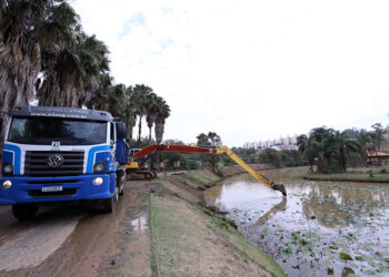 O desassoreamento das lagoas está entre as obras do Parque das Águas. Foto: Fernanda Sunega/PMC