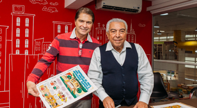 Alain Baldacci, presidente do Wet e Maurício de Sousa: renovação de parceria - Foto: Divulgação