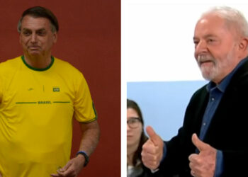 Bolsonaro e Lula durante a votação no primeiro turno: faltam apenas duas semanas para o segundo turno Fotos: Reprodução