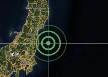 Localização do epicentro do terremoto no Japão. Reprodução/Twitter