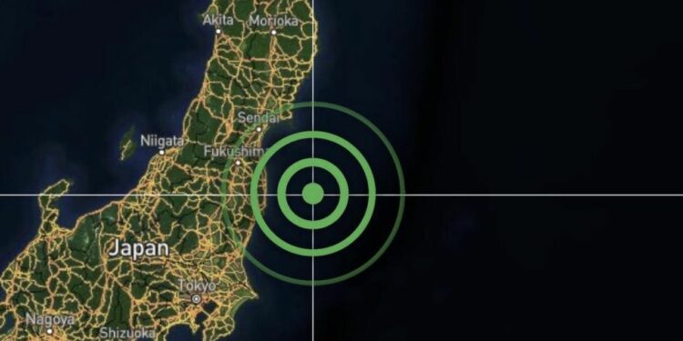 Localização do epicentro do terremoto no Japão. Reprodução/Twitter