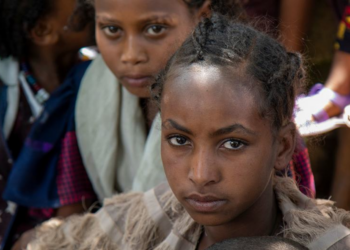 Crianças esperam pela triagem nutricional no sul de Tigray, Etiópia. Foto: UNICEF/Christine Nesbitt/ONU News