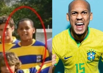 Fabinho quando atuava no Paulínia Futebol Clube e agora com a camisa da Seleção Brasileira para a disputa da Copa do Mundo. Foto: Reprodução/Redes Sociais