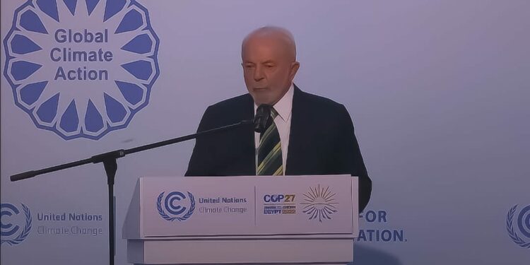 Discurso do presidente eleito na Cop27: cobrança aos países ricos e chamado à união pelo clima - Foto: Reprodução