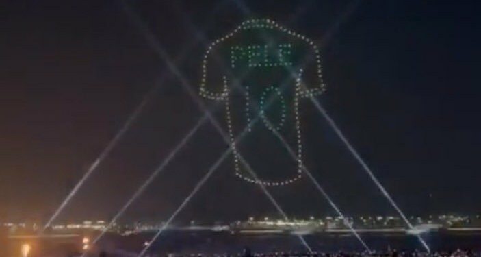 Homenagem feita pela Fifa com drones, durante a Copa do Catar. Foto: Reprodução