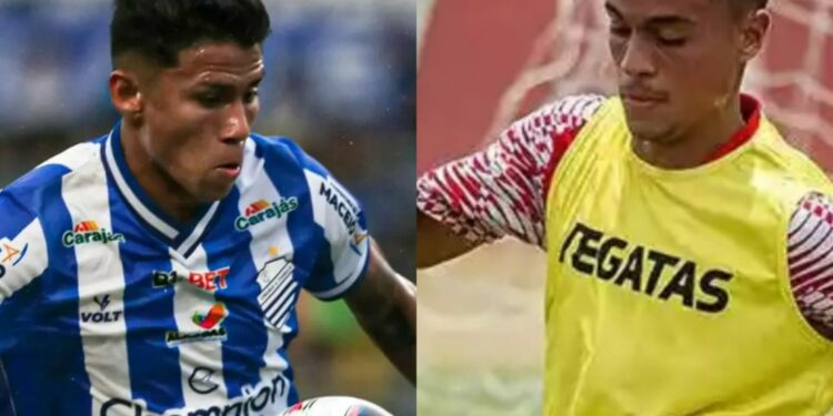 Lateral-direito Lucas Marques (esq.) e meia Bruninho reforçam o Guarani na temporada 2023. Foto: Célio Júnior/Divulgação e CRB/Divulgação