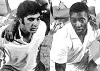 Dicá e Pelé: parceria durante passagem de seis meses pelo Santos. Foto: Reprodução
