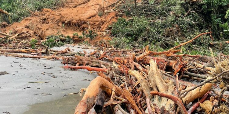 A  encosta da Praia de Camburi, um dos cartões postais do local, foi devastada pelas chuvas Fotos: Gisela Luti