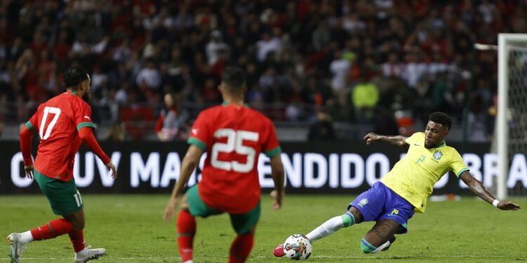 A Seleção Brasileira foi buscar o empate contra o Marrocos e acabou sofrendo um gol no final do 2º tempo. Foto: Rafael Ribeiro/CBF