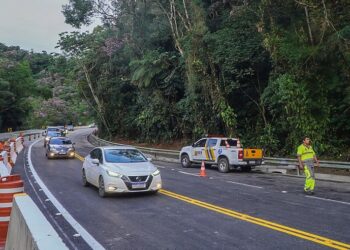 Liberação total da rodovia Mogi-Bertioga na altura do KM 82. Foto: Sério Barzaghi/Governo do Estado de SP