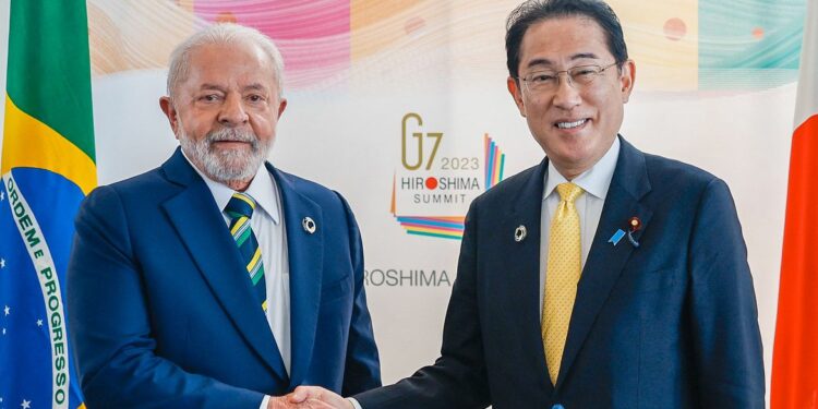 O presidente Luiz Inácio Lula da Silva se reuniu com o primeiro-ministro japonês, Fumio Kishida. Foto: Ricardo Stuckert/Agência Brasil